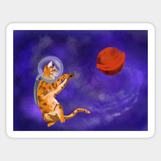 Astronaut Cat Sticker by KatieMorrisArt